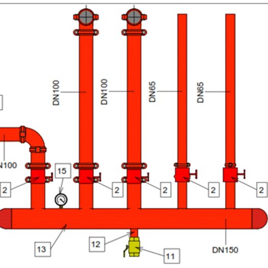10. Detaliu distribuitor conducte de alimentare hidranți interiori